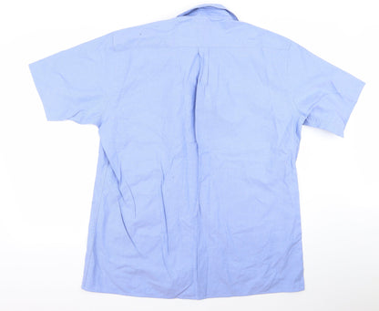 Mens UK Size 17 disley Blue  Button-Up Long Sleeve Casual Shirt