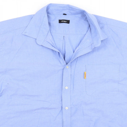Mens UK Size 17 disley Blue  Button-Up Long Sleeve Casual Shirt