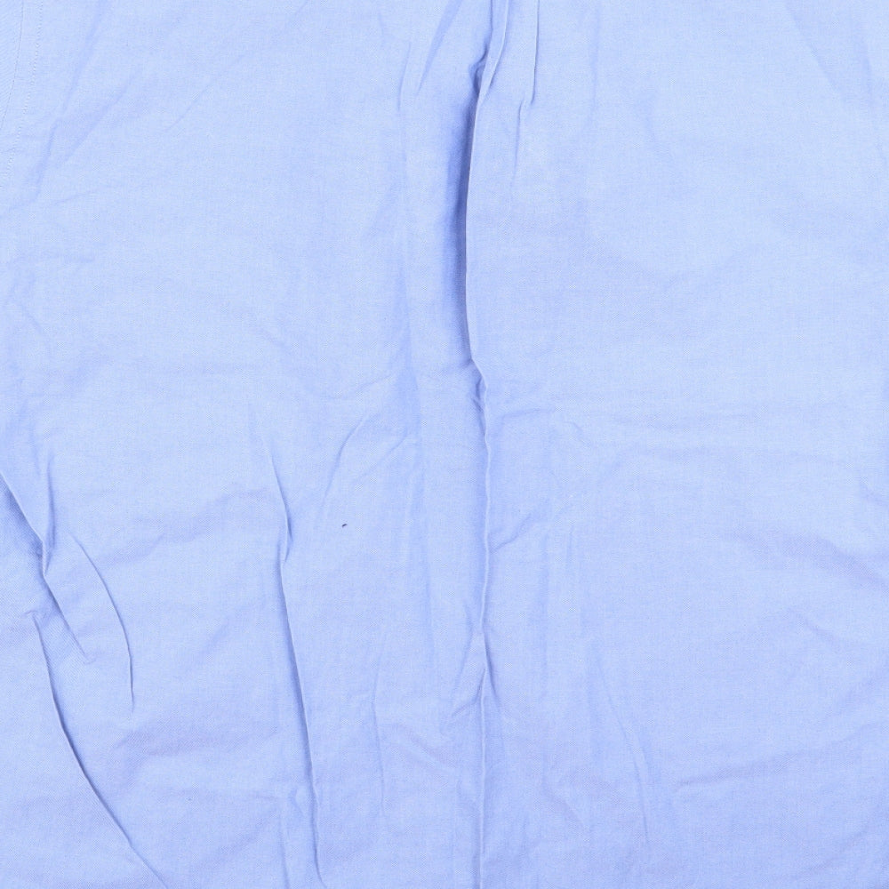 Mens UK Size 17 disley Blue  Button-Up Long Sleeve Casual Shirt
