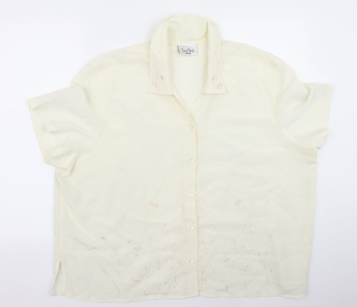 sara o neal Womens White   Basic Button-Up Size 16