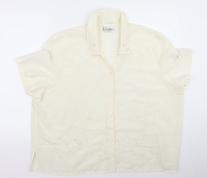 sara o neal Womens White   Basic Button-Up Size 16