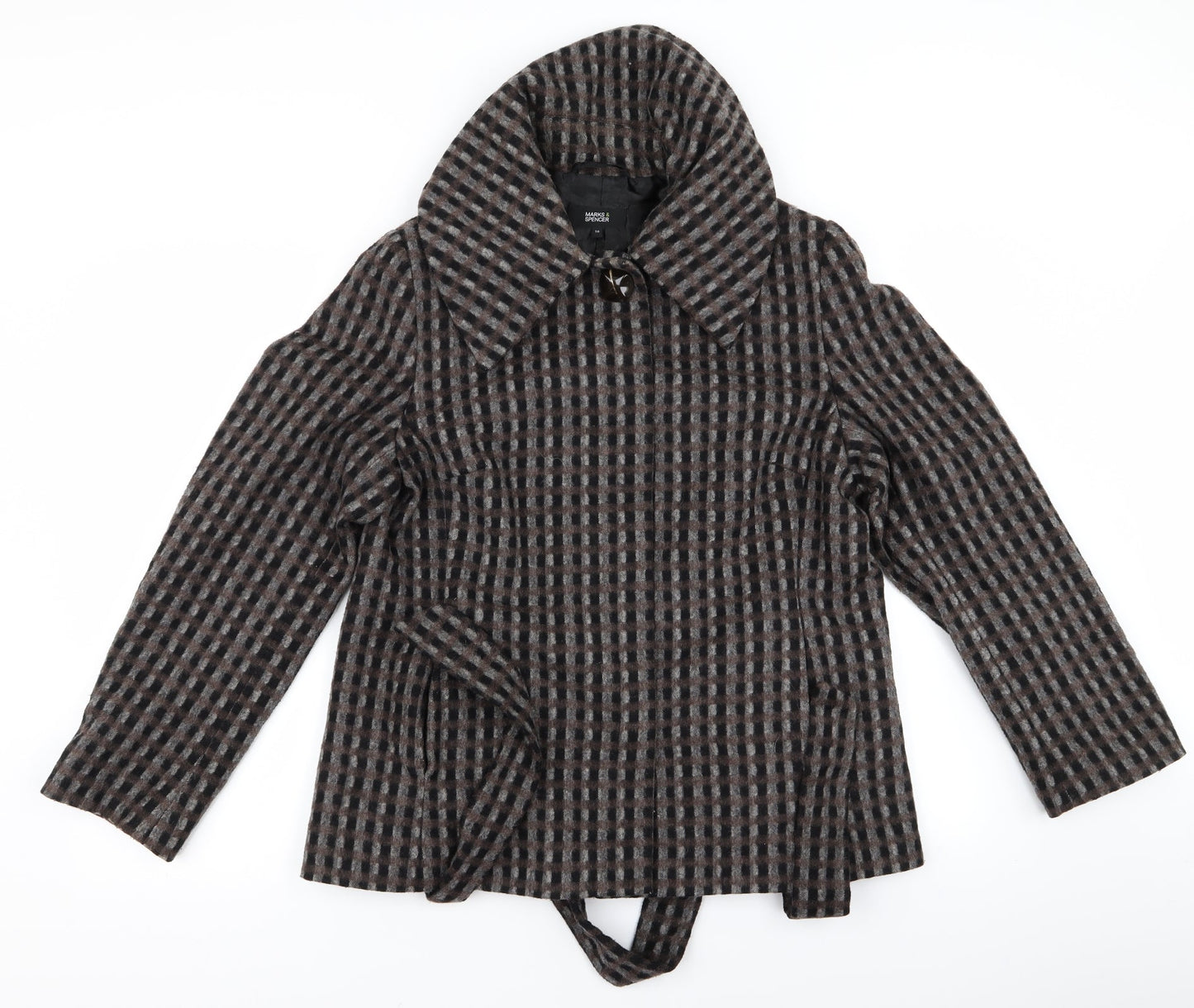 Womens UK Size 14 m&s Brown Overcoat