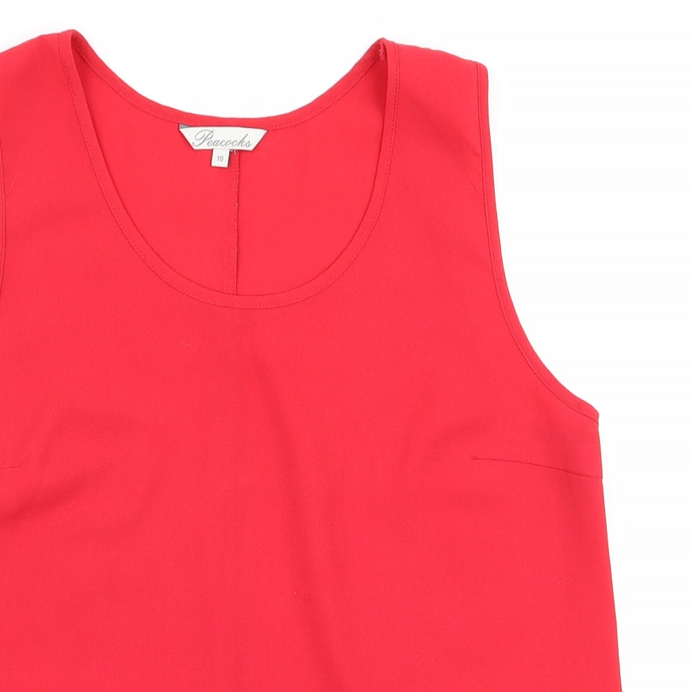 Womens UK Size 10 Peacocks Red Basic Blouse