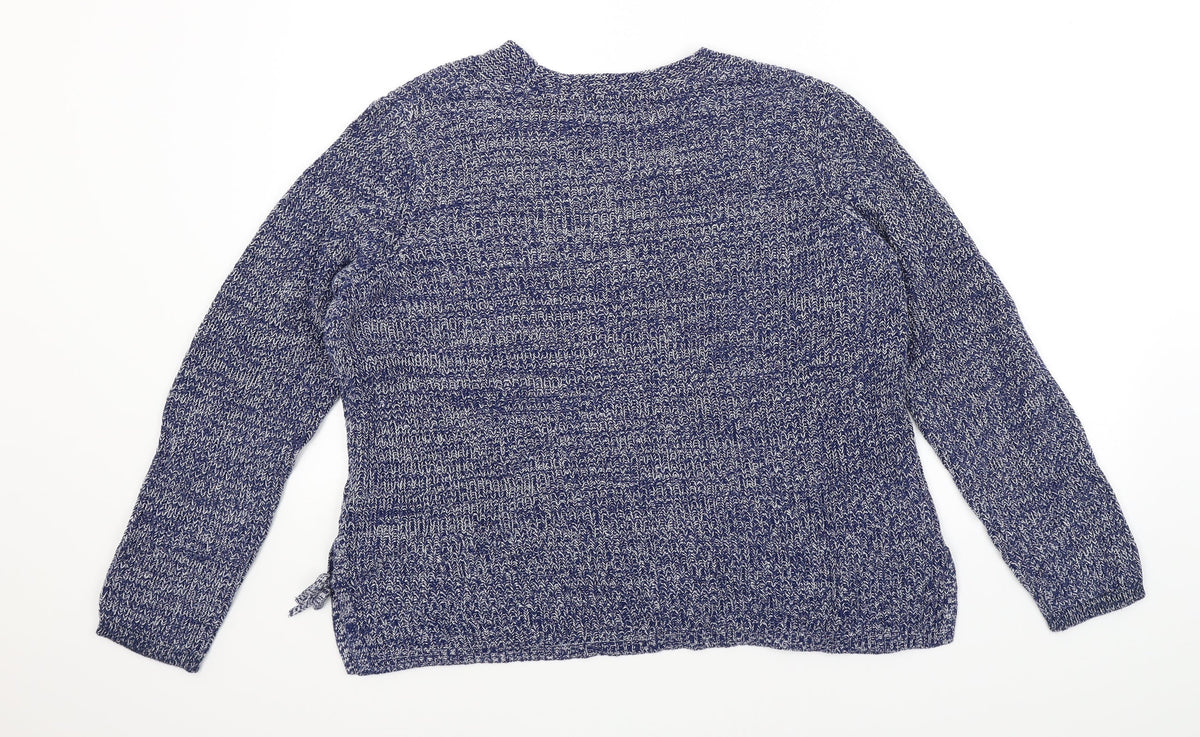 M&Co Womens Blue Herringbone  Pullover Jumper Size 12