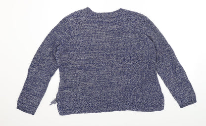 M&Co Womens Blue Herringbone  Pullover Jumper Size 12