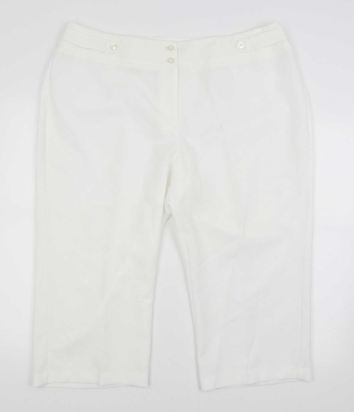 Womens UK Size 20 BM Regular Fit Cropped White Trousers