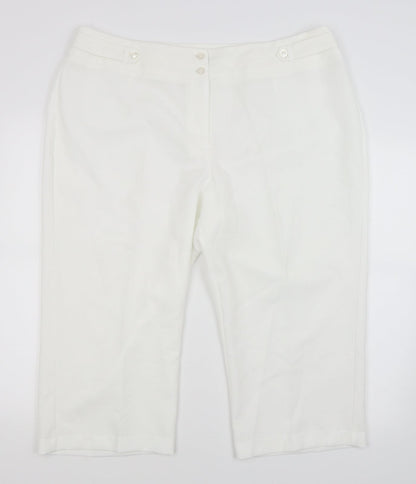 Womens UK Size 20 BM Regular Fit Cropped White Trousers