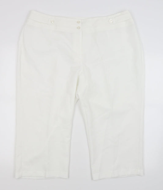 Womens UK Size 20 BM Regular Fit Cropped White Trousers