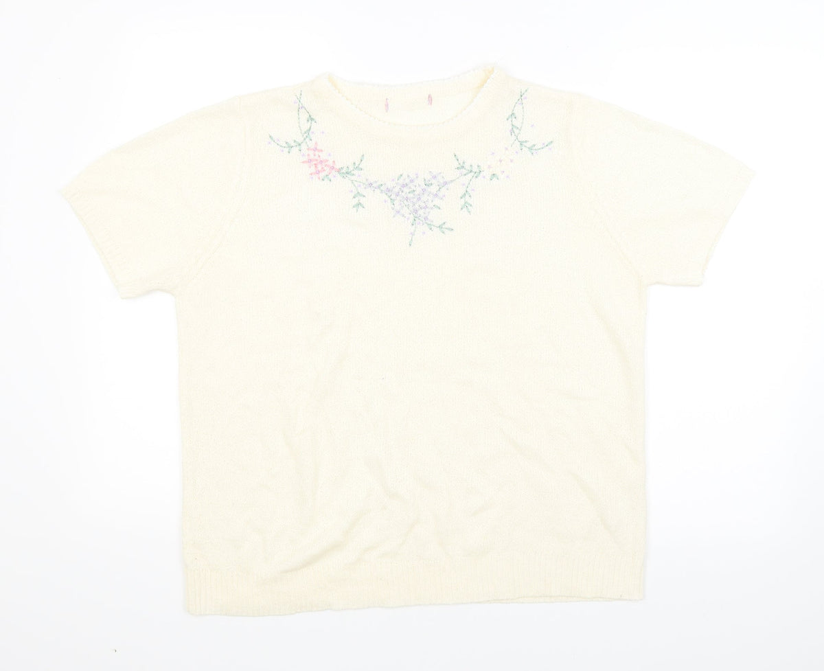 Bonmarché Womens Beige Floral Pullover Jumper Size M