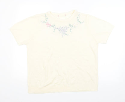 Bonmarché Womens Beige Floral Pullover Jumper Size M