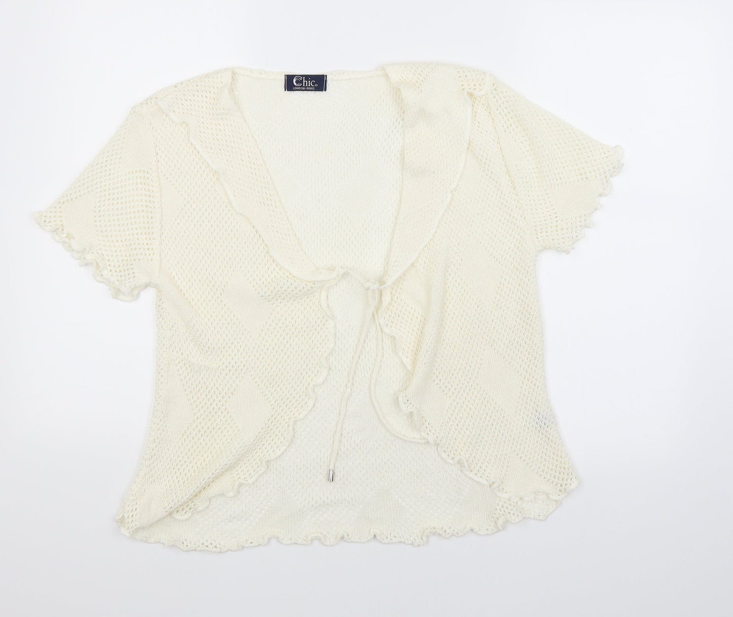 CHIC Womens Beige   Cardigan Jumper Size 4  - Tie Up Front