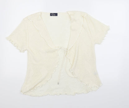 CHIC Womens Beige   Cardigan Jumper Size 4  - Tie Up Front
