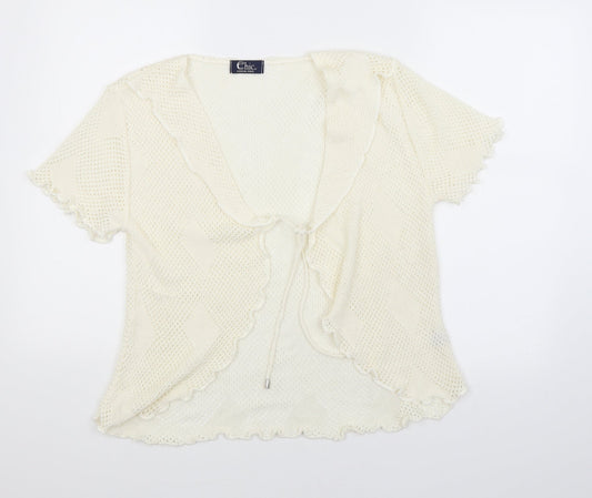 CHIC Womens Beige   Cardigan Jumper Size 4  - Tie Up Front