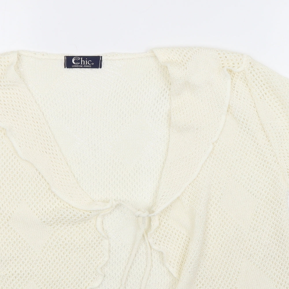 CHIC Womens Beige   Cardigan Jumper Size 4  - Tie Up Front