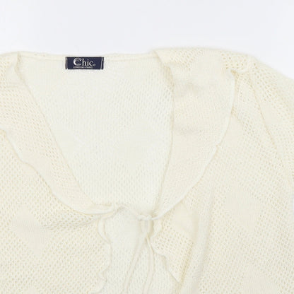 CHIC Womens Beige   Cardigan Jumper Size 4  - Tie Up Front