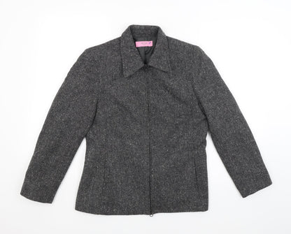 Eddy Taylor Woman Womens Grey Herringbone  Jacket Blazer Size 10