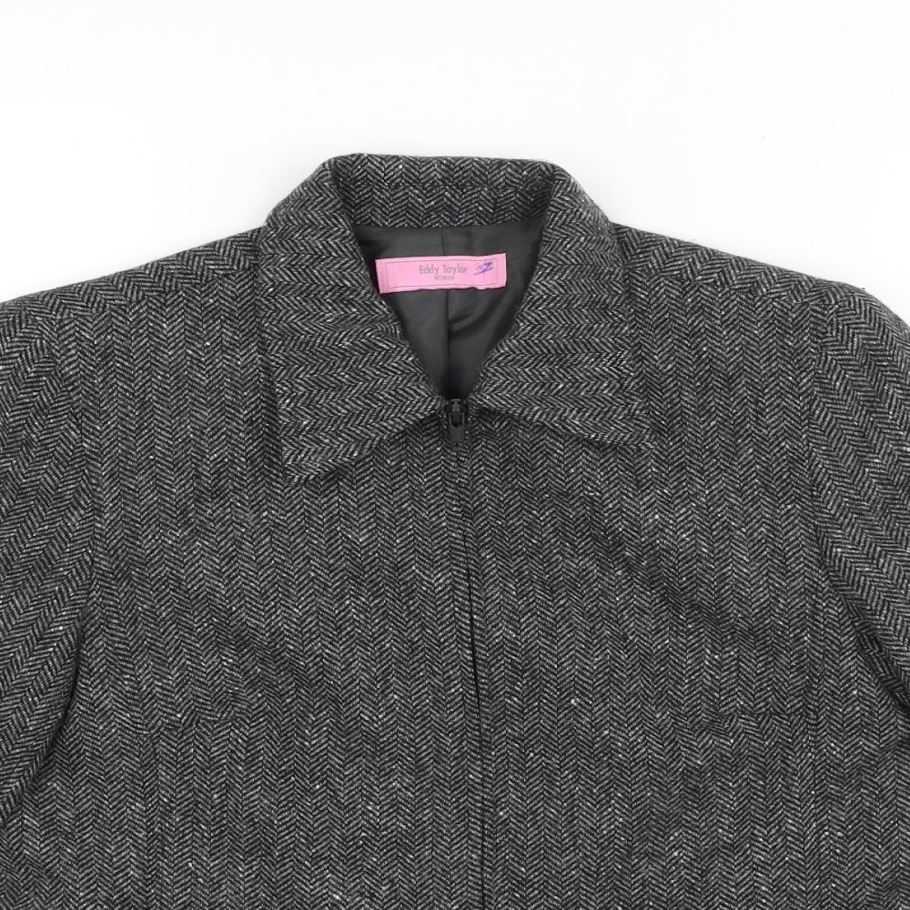 Eddy Taylor Woman Womens Grey Herringbone  Jacket Blazer Size 10