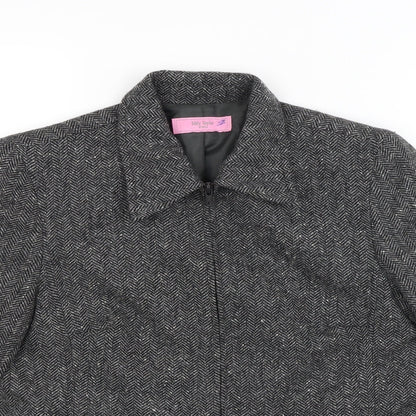 Eddy Taylor Woman Womens Grey Herringbone  Jacket Blazer Size 10