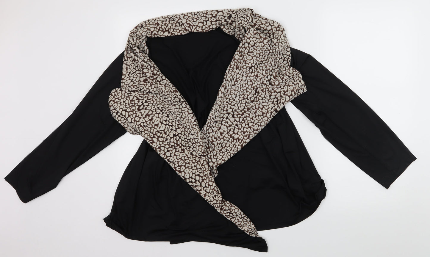 Joanna Hope Womens Black Animal Print  Cardigan Jumper Size M