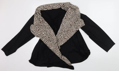 Joanna Hope Womens Black Animal Print  Cardigan Jumper Size M