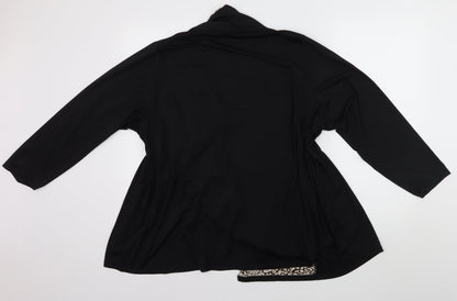 Joanna Hope Womens Black Animal Print  Cardigan Jumper Size M