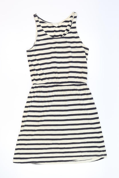 H&M Womens Beige Striped  Fit & Flare  Size XS