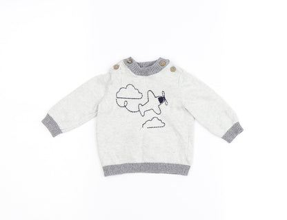 Tu Baby Grey  Flannel Pullover Casual Size 0-3 Months