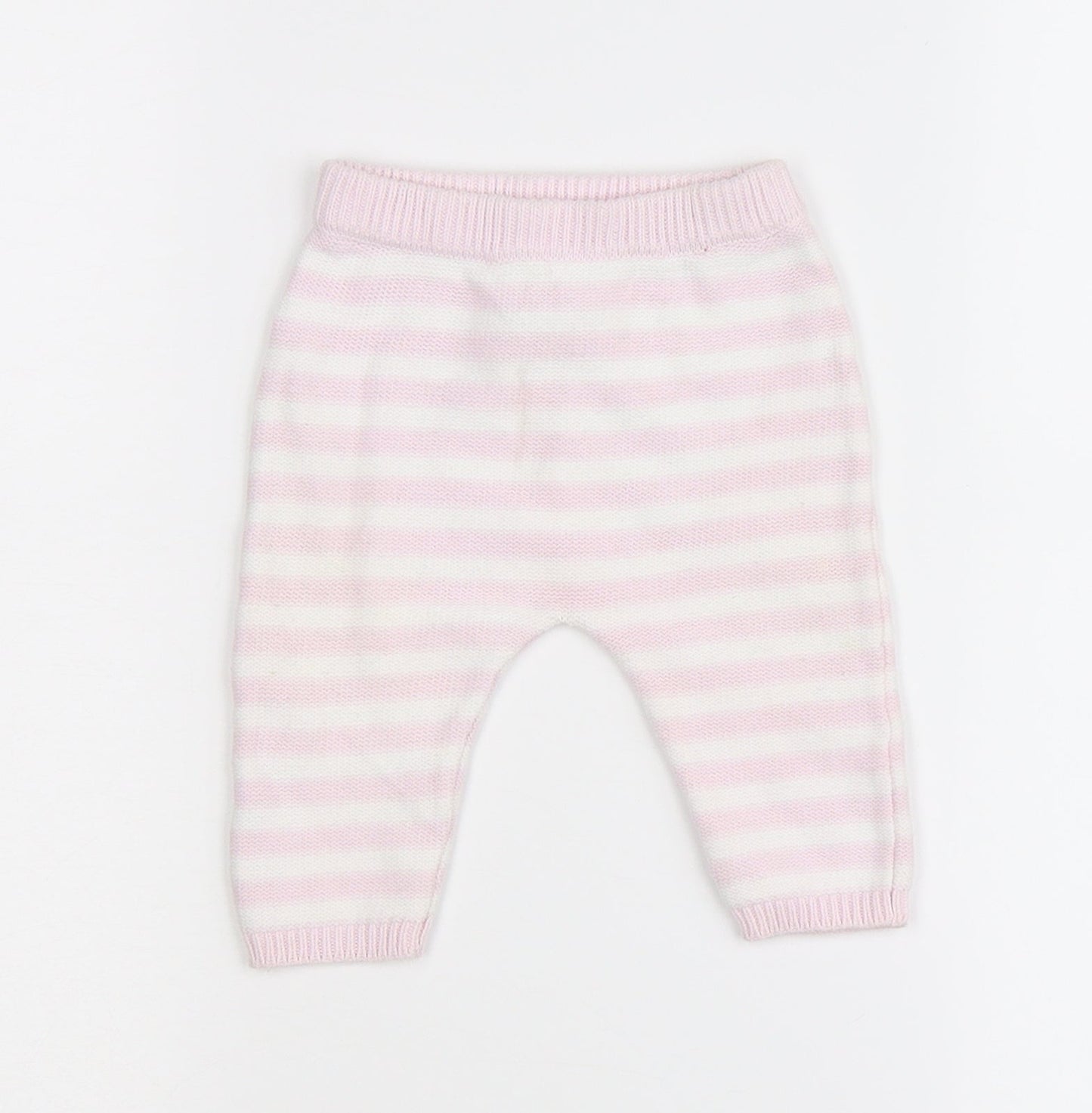 Matalan Girls Pink Striped Knit Jogger Leggings Size 0-3 Months