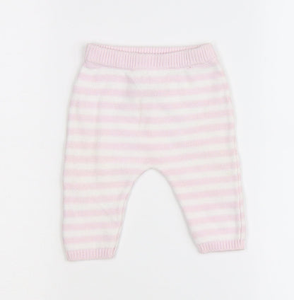 Matalan Girls Pink Striped Knit Jogger Leggings Size 0-3 Months