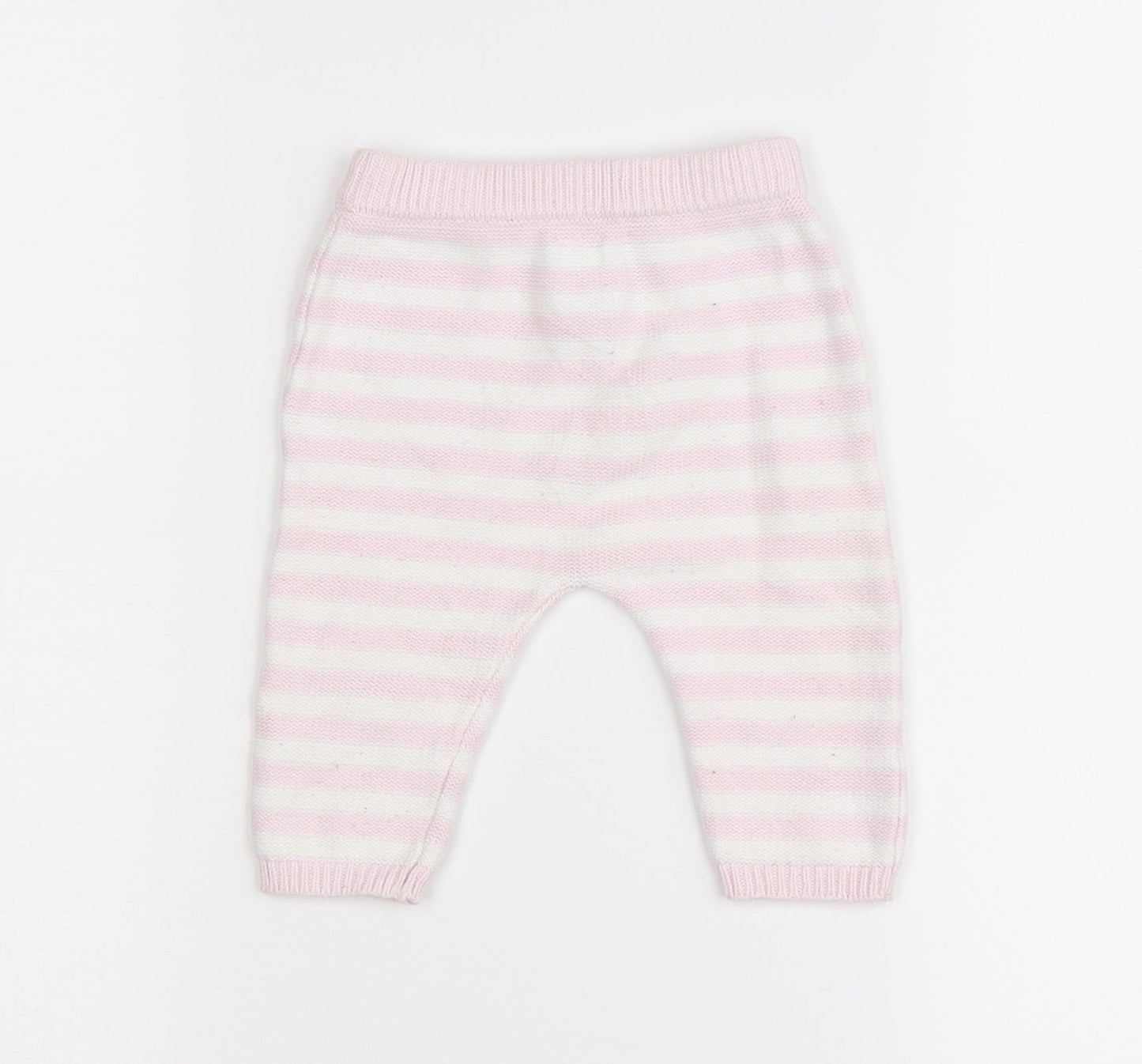 Matalan Girls Pink Striped Knit Jogger Leggings Size 0-3 Months