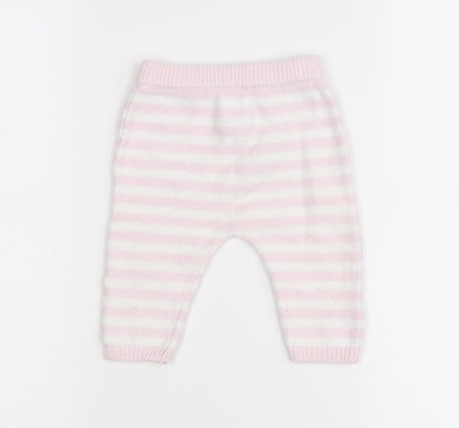 Matalan Girls Pink Striped Knit Jogger Leggings Size 0-3 Months