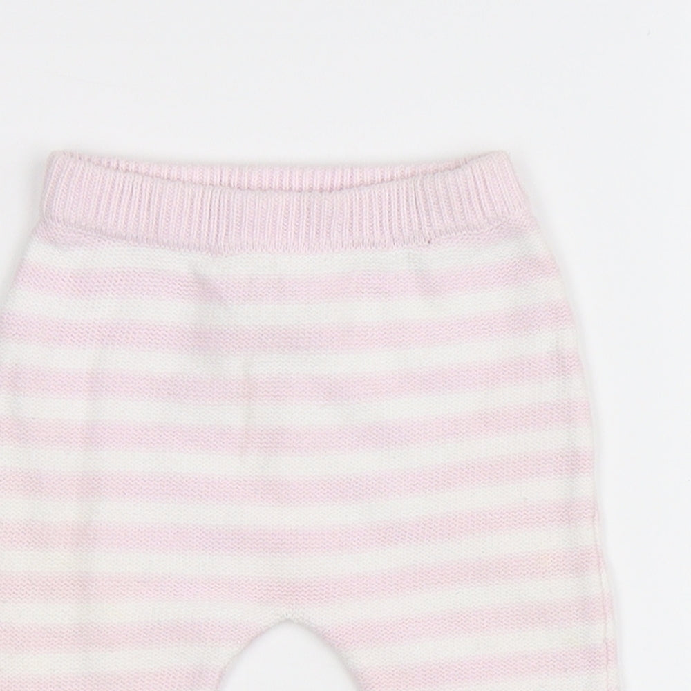 Matalan Girls Pink Striped Knit Jogger Leggings Size 0-3 Months