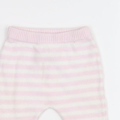 Matalan Girls Pink Striped Knit Jogger Leggings Size 0-3 Months