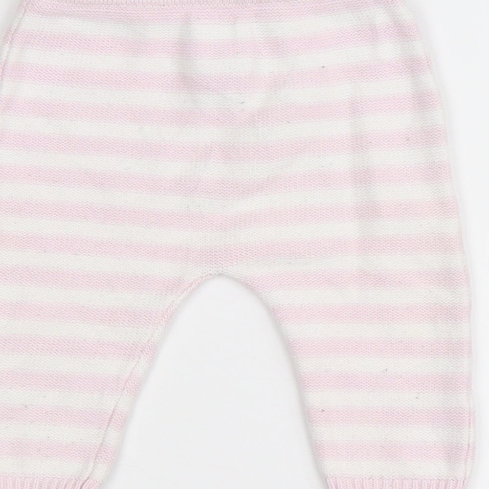 Matalan Girls Pink Striped Knit Jogger Leggings Size 0-3 Months
