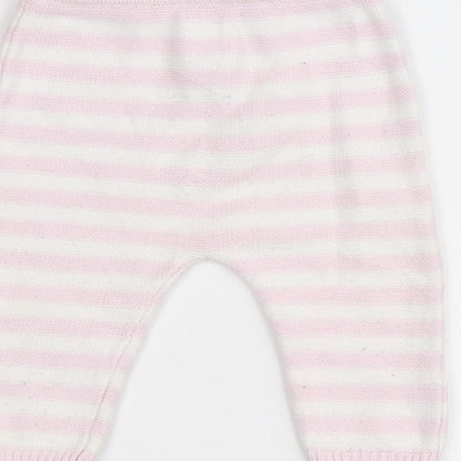 Matalan Girls Pink Striped Knit Jogger Leggings Size 0-3 Months
