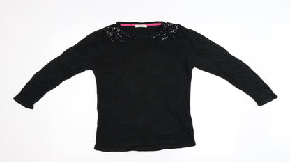 M&S Womens Black  Knit Pullover Jumper Size 8  - Embellished