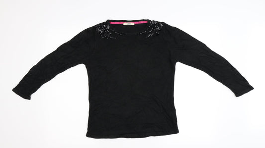 Marks & Spencer Womens Black  Knit Pullover Jumper Size 8  - Embellished