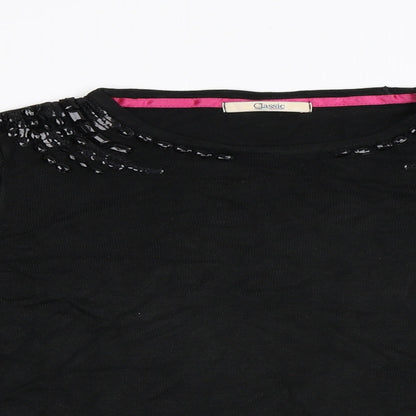 M&S Womens Black  Knit Pullover Jumper Size 8  - Embellished