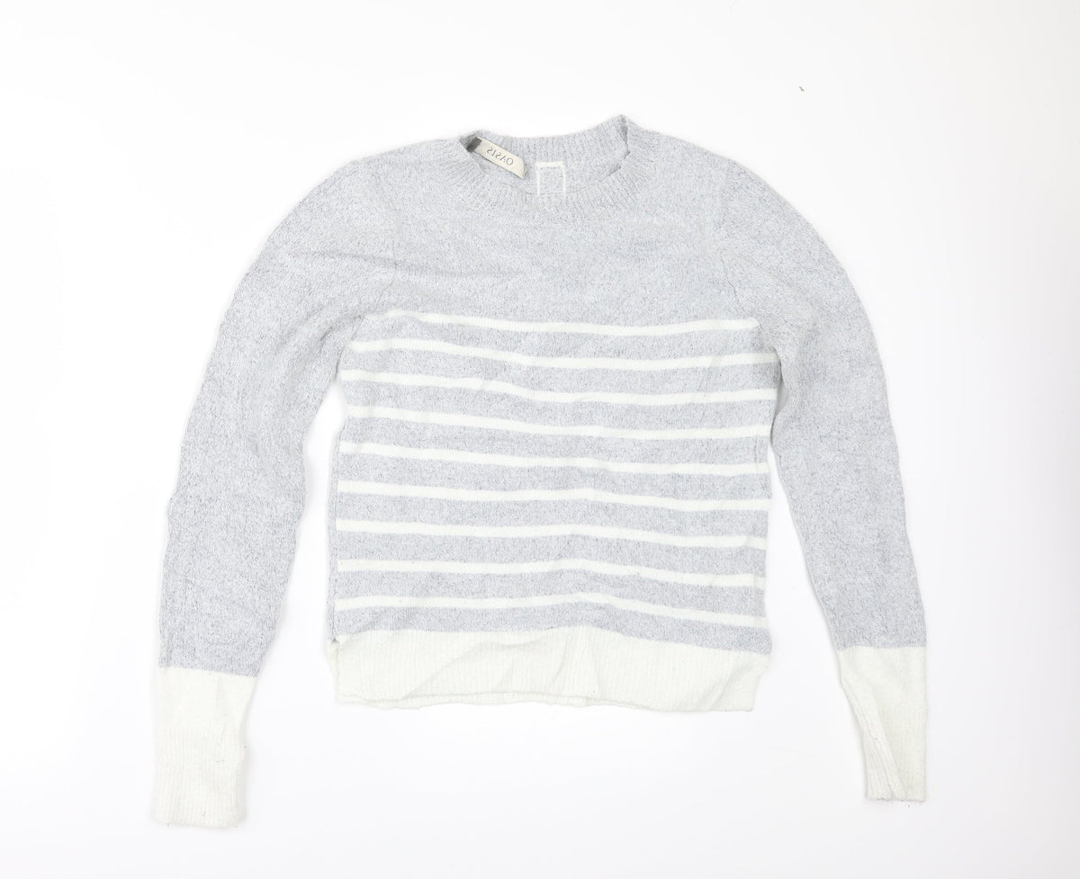 Oasis Womens Grey Striped  Pullover Jumper Size XS