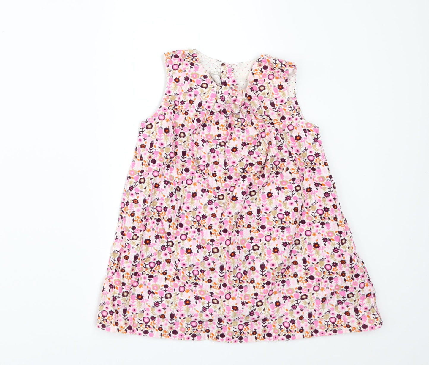 H&M Girls Pink Floral Corduroy Pinafore/Dungaree Dress  Size 12-18 Months