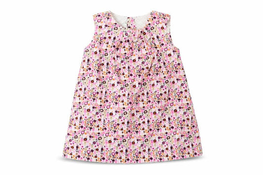 H&M Girls Pink Floral Corduroy Pinafore/Dungaree Dress  Size 12-18 Months