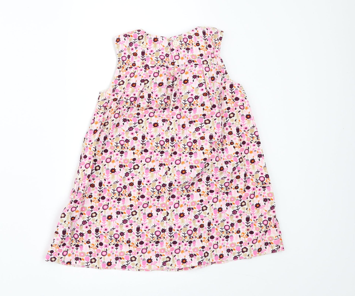 H&M Girls Pink Floral Corduroy Pinafore/Dungaree Dress  Size 12-18 Months