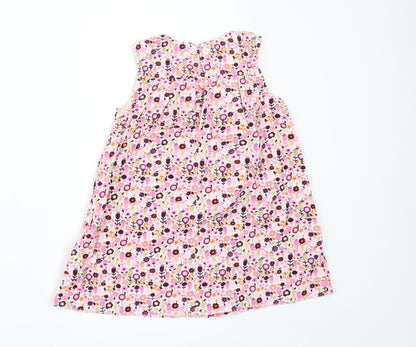 H&M Girls Pink Floral Corduroy Pinafore/Dungaree Dress  Size 12-18 Months
