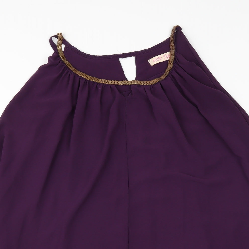 Womens UK Size L Krisp Purple Tunic Blouse