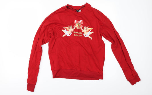 Womens UK Size XS Divided by H&M` Red Pullover Sweatshirt
