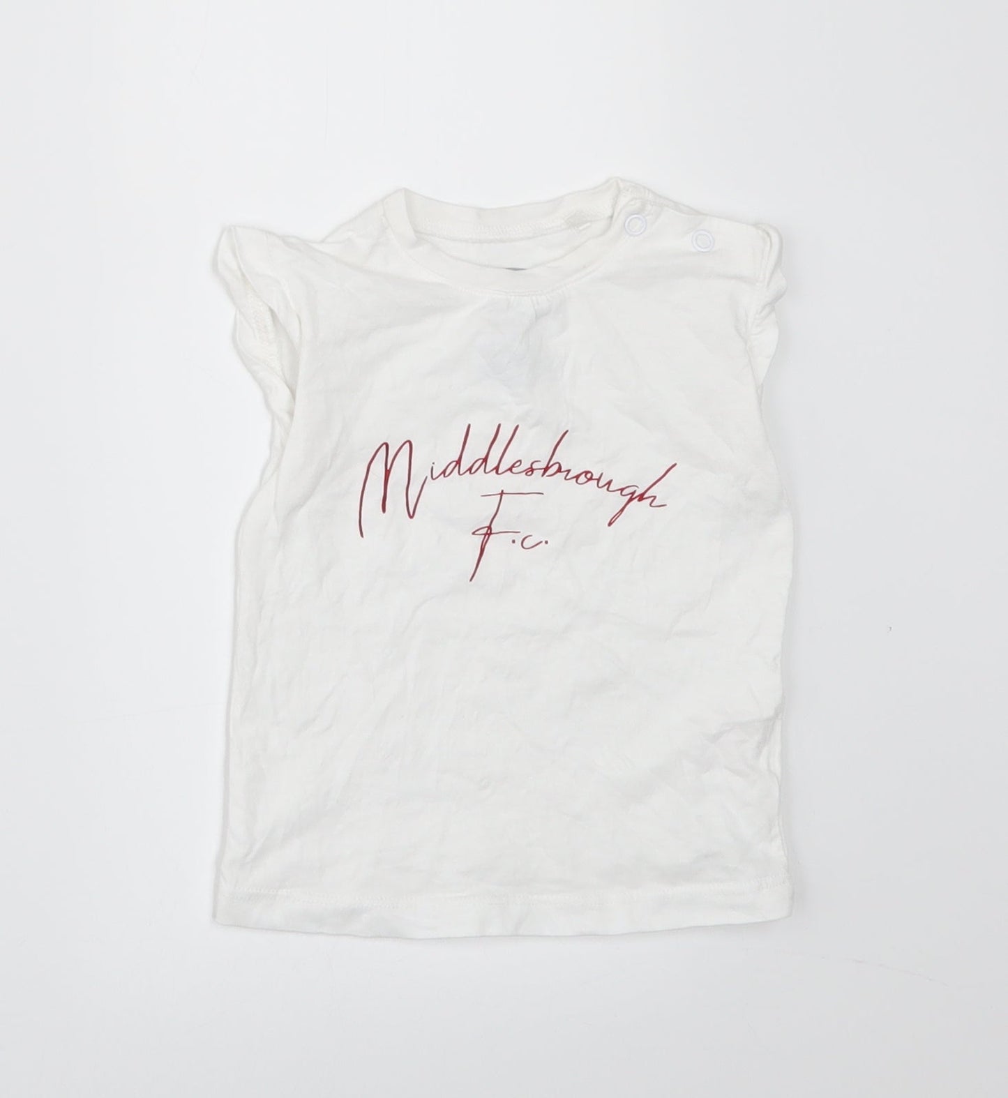 Middlesbrough Fc Baby White   Basic T-Shirt Size 3-6 Months  - Middlesbrough Football Club