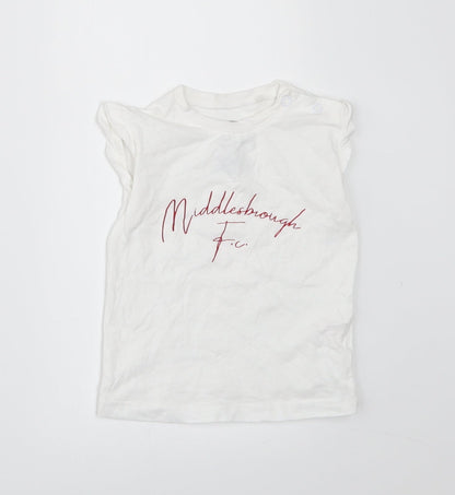 Middlesbrough Fc Baby White   Basic T-Shirt Size 3-6 Months  - Middlesbrough Football Club