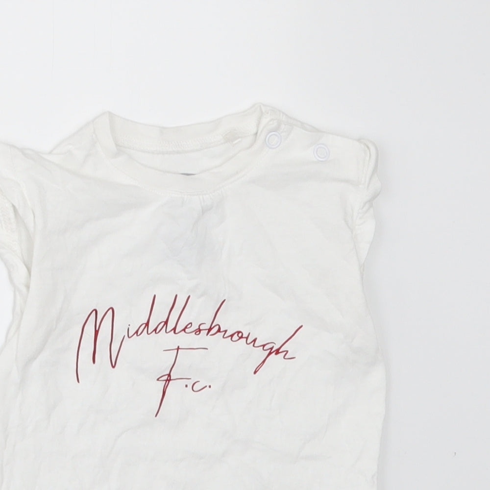 Middlesbrough Fc Baby White   Basic T-Shirt Size 3-6 Months  - Middlesbrough Football Club