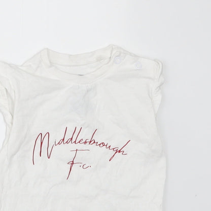 Middlesbrough Fc Baby White   Basic T-Shirt Size 3-6 Months  - Middlesbrough Football Club