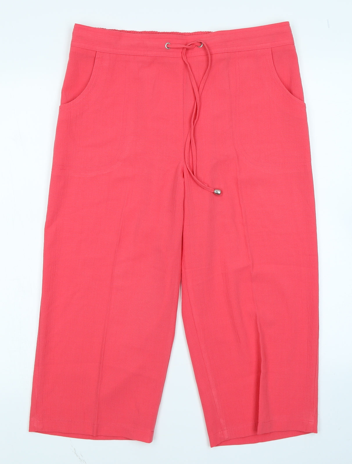 Womens UK Size 12 Papaya Regular Fit Capri Pink Trousers